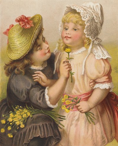 Dziewczyny z jaskrami (chromolitho) autorstwa English School