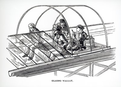 Wóz szklarski używany w Paxtons Crystal Palace, 1850 autorstwa English School