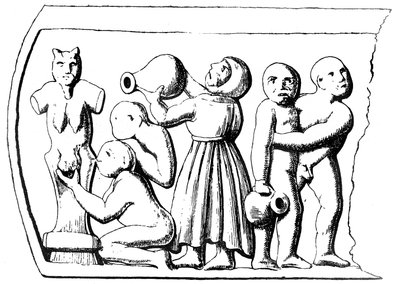 Gnostycka Eucharystia, boczny panel gnostyckiej trumny znalezionej w Essarois (Burgundy) (zob. 405782) autorstwa English School