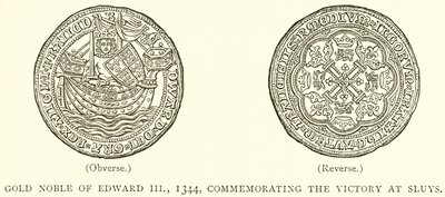 Złoty szlachcic Edwarda III, 1344, upamiętniający zwycięstwo w Sluys autorstwa English School