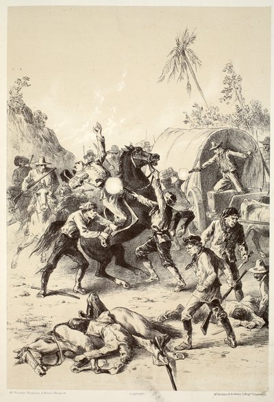 Złota eskorta zaatakowana przez Bush Rangers, z Historii Australazji autorstwa Davida Blaira, McGrady