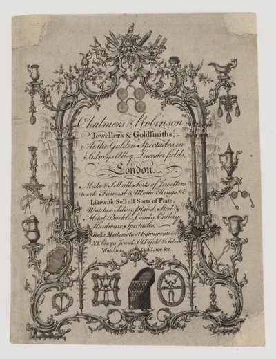 Złotnicy i złotnicy, Chalmers i Robinson, karta handlowa autorstwa English School
