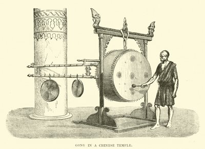 Gong w chińskiej świątyni autorstwa English School