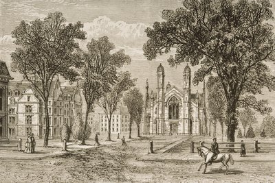Gore Hall, Harvard University w ok. 1870, z „American Pictures” opublikowanej przez religijne Towarzystwo Traktowe, 1876 autorstwa English School
