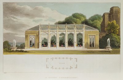 Konserwatorium gotyckie, 1832 (kolorowe grawerowanie) autorstwa English School