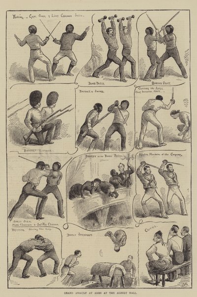 Grand Assault at Arms w Albert Hall (grafika) autorstwa English School