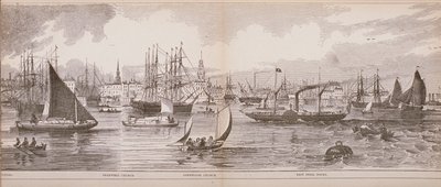 Grand Panorama of London, od Tamizy w kierunku Shadwell, East India Docks and Limehouse, 1849 (drewno) autorstwa English School