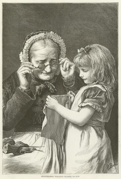 Babcia uczy Flossie szyć autorstwa English School