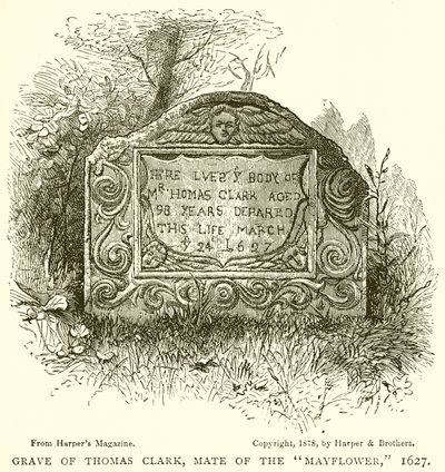 Grób Thomas Clark, Mate of Mayflower, 1627 autorstwa English School