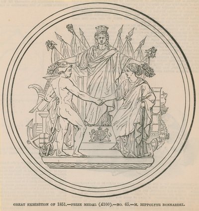 Wielka Wystawa 1851 - medal nagrody (100 £), przyznany M. Hippolyte Bonnardel autorstwa English School