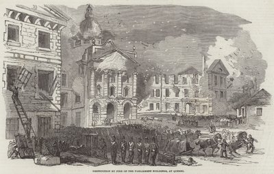 Wielki pożar w Quebecu (grawerowanie) autorstwa English School