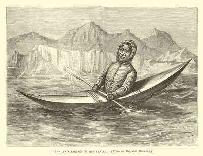Grenlandzki Eskimos w swoim kajaku autorstwa English School