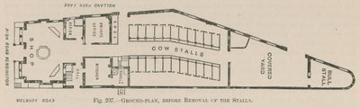 Plan terenu Holland Park Dairy przed usunięciem straganów autorstwa English School