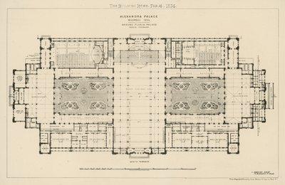 Plan parteru północnego tarasu Pałacu Aleksandry autorstwa English School