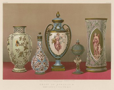 Grupa Porcelany autorstwa panów Minton and Co, Stoke-upon-Trent autorstwa English School
