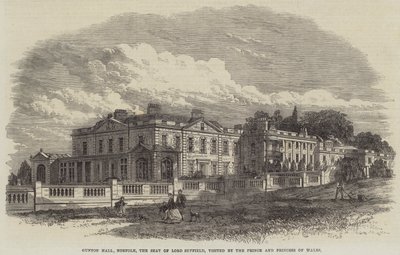 Gunton Hall, Norfolk, siedziba lorda Suffielda, odwiedzona przez księcia i księżną Walii (rycina) autorstwa English School