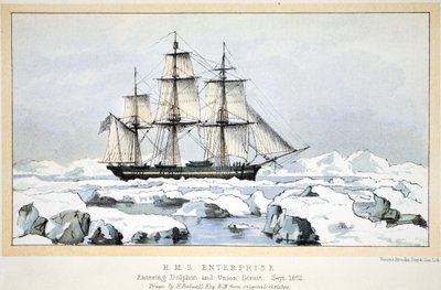 HMS Enterprise wchodzący do Dolphin and Union Strait, wrzesień 1852 r. autorstwa English School