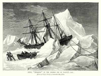 H.MS "Intrepid" w środkowym lodzie Zatoki Baffina (rycina) autorstwa English School