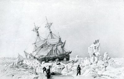 HMS Terror trzymany na lodzie autorstwa English School