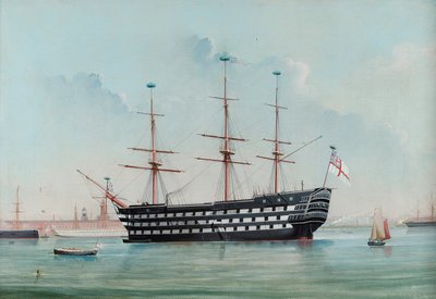 HMS Victory w porcie Portsmouth, c.1860 autorstwa English School