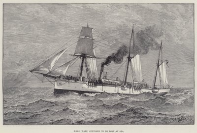 HMS Wasp, przypuszczalnie zaginął na morzu (rycina) autorstwa English School