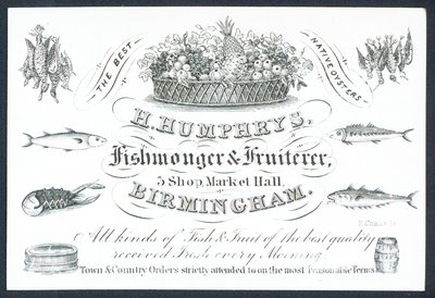 H Humphrys, Fischhändler und Obstverkäufer, Visitenkarte von English School