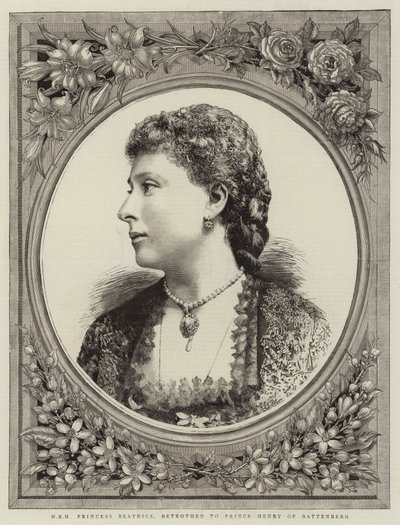 H R H Księżniczka Beatrice, zaręczona z księciem Henrykiem z Battenberg (rycina) autorstwa English School