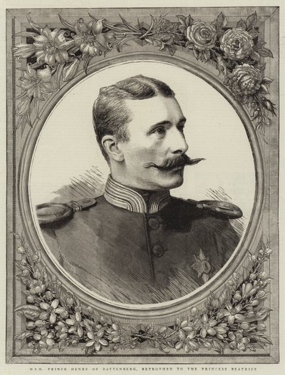 H S H Książę Henryk z Battenberg, Zaręczony z księżniczką Beatrice (rycina) autorstwa English School