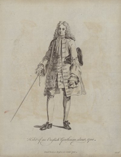 Zwyczaj angielskiego dżentelmena około 1700 roku (rycina) autorstwa English School