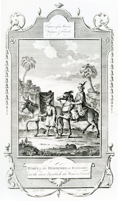 Habit of the Horsemen in Barbary, ilustracja zaczerpnięta z Moores Voyages and Travels, autorstwa English School