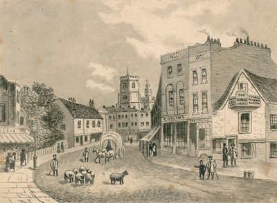 Hackney, patrząc w stronę kościoła, 1840 (wc na papierze) autorstwa English School