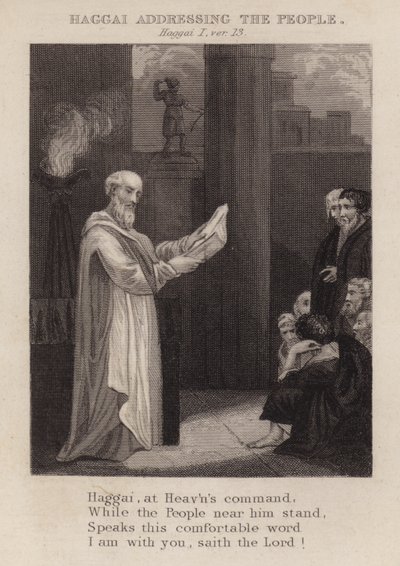 Aggeusz przemawiający do ludu, Aggeusza I, wer. 13 (rycina) autorstwa English School