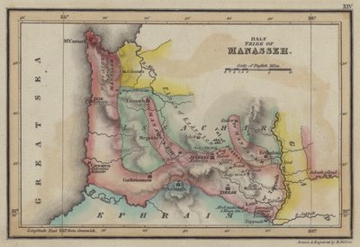Half Tribe of Manasseh (kolorowy grawerunek) autorstwa English School