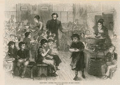 Obiady za półpensy dla biednych dzieci we wschodnim Londynie autorstwa English School