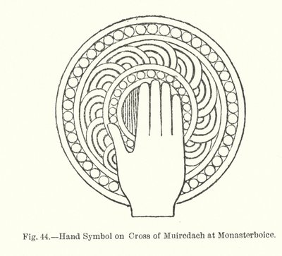 Symbol dłoni na krzyżu z Muiredach w Monasterboice (grawerowanie) autorstwa English School