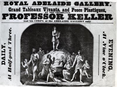 Ulotka reklamująca „Wielkie Tableaux Vivants Profesora Kellera”, ok. 1846 (lito) autorstwa English School