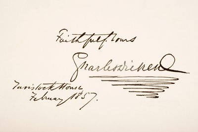 Pismo i podpis Charlesa Dickensa, 1857 autorstwa English School
