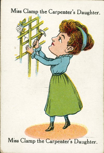 Szczęśliwe rodziny, ok. 1920 r: Panna Clamp, córka stolarza (kolorowa litografia) autorstwa English School