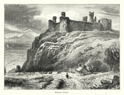 Zamek Harlech (rycina) autorstwa English School