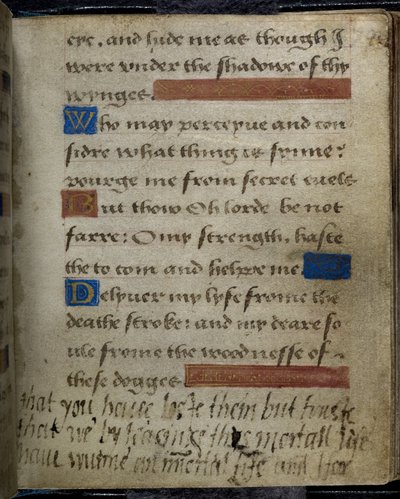 Harley 2342 f.79 Inskrypcja napisana na marginesie przez Lady Jane Grey do jej Ojca, księcia Suffolk, z Modlitewnika Lady Jane Grey (wellum) autorstwa English School