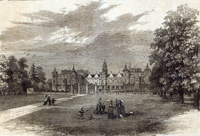 Hatfield House, siedziba markiza Salisbury, z „The Illustrated London News”, 11 lipca 1874 (rycina) autorstwa English School