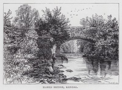 Hawes Bridge, Kendal (grawerowanie) autorstwa English School