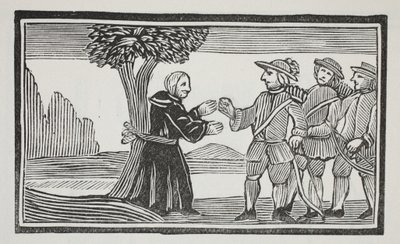 Przywiązał opata do drzewa, ilustracja z ksiąg rozdziałów z XVIII wieku autorstwa Johna Ashtona, wyd. 1882 autorstwa English School