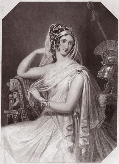 Helene wife de Menelas (Historia Troilusa i Cressidy) Helena, żona Menelaosa, mieszkająca z Paryżem (Troilus i Cressida) w - „” Galerie des femmes de Shakespeare, zbiorze czterdziestu pięciu poważnych portretów pierwszych artystów Londynu, wzbogacony wi autorstwa English School