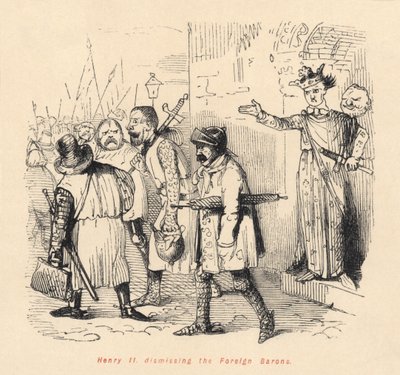 Henryk II (1133-89) odwołujący zagranicznych baronów autorstwa English School