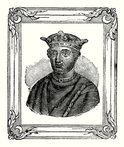 Henryk II urodził się w 1131 r., koronował w 1154 r. i zmarł w 1189 r. (rycina) autorstwa English School