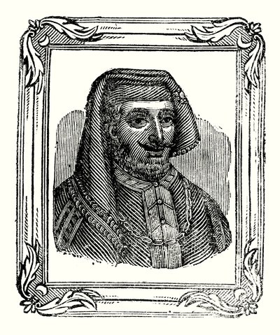 Henryk IV urodził się w 1366, koronowany w 1399, a zmarł w 1413 (ryty) autorstwa English School