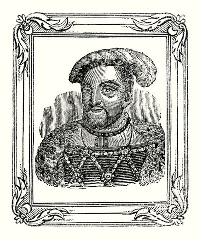 Henryk VIII urodził się w 1490 r., koronowany w 1509 r., zmarł w 1547 r. (rycina) autorstwa English School