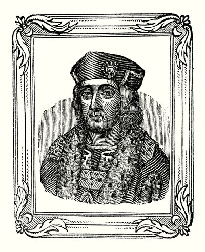Henryk VII urodził się w 1457, koronowany w 1485, a zmarł w 1509 (ryty) autorstwa English School
