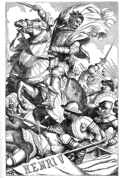 Henryk V - (The Chronicle History of Henry the Fifth) - Ilustracja w „” Completes de William Shakespeare”” 1866 - Ilustracje i ogólna forma tego wydania zapożyczono z ilustrowanego Szekspira Cassella, opublikowanego w Londynie autorstwa English School